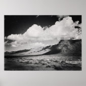 Zwart-wit  woestijnlandschapsberg poster (Voorkant)