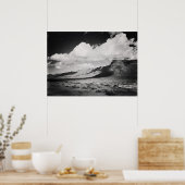 Zwart-wit  woestijnlandschapsberg poster (Keuken)