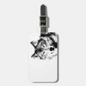 Zwart & Wit Wolf Bag Label Bagagelabel (Voorkant verticaal)