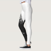 Zwart wit wolf ontwerp leggings (Links)