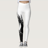 Zwart wit wolf ontwerp leggings (Voorkant)
