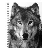 Zwart-wit Wolf Portrait Notitieboek (Voorkant)