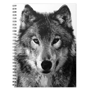 Zwart-wit Wolf Portrait Notitieboek