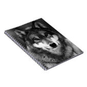 Zwart-wit Wolf Portrait Notitieboek (Rechterzijde)