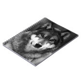 Zwart-wit Wolf Portrait Notitieboek (Linkerzijde)