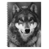 Zwart-wit Wolf Portrait Notitieboek (Voorkant)