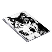 Zwart-wit Wolf Portrait Notitieboek (Rechterzijde)