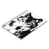 Zwart-wit Wolf Portrait Notitieboek (Linkerzijde)