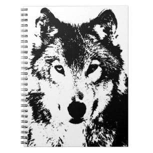 Zwart-wit Wolf Portrait Notitieboek