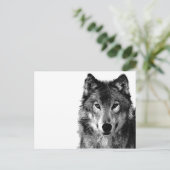 Zwart & Wit Wolf Portret Briefkaart (Staand voorkant)