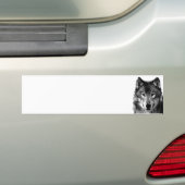Zwart & Wit Wolf Portret Bumpersticker (Op auto)