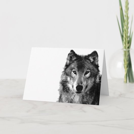 Zwart & Wit Wolf Portret Kaart (Voorkant)