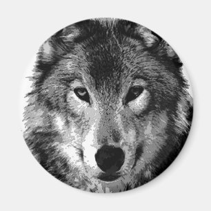 Zwart & Wit Wolf Portret Magneet