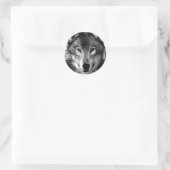 Zwart & Wit Wolf Portret Ronde Sticker (Tas)