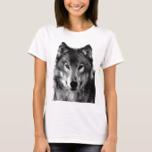 Zwart & Wit Wolf Portret T-shirt (Voorkant)