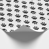 Zwart-wit wolfpoot inpakpapier (Hoek)