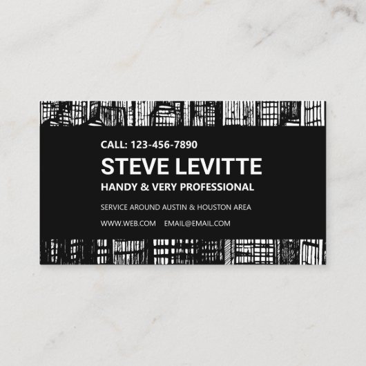 Zwart-wit wolkenkrabber constructie visitekaartje (Achterkant)