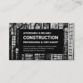 Zwart-wit wolkenkrabber constructie visitekaartje (Voorkant)