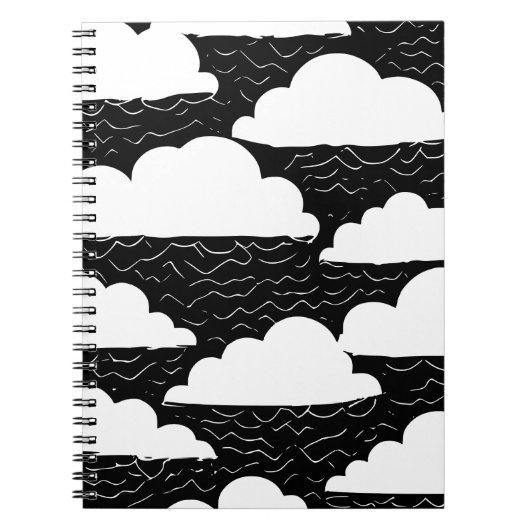 Zwart-wit wolkenpatroon notitieboek (Voorkant)
