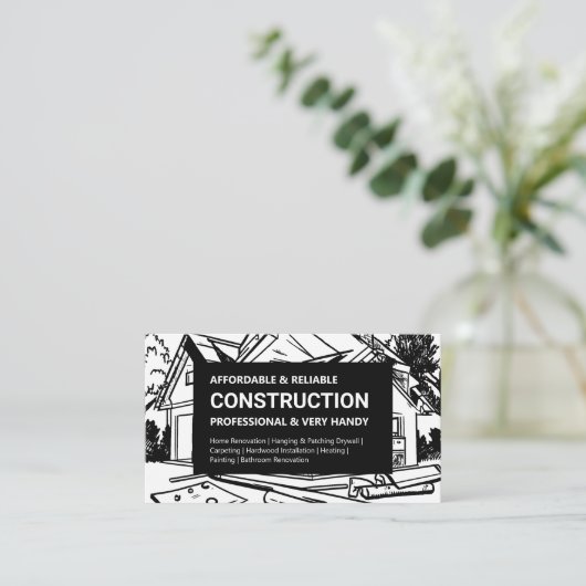 Zwart-wit woningbouw visitekaartje (Staand voorkant)