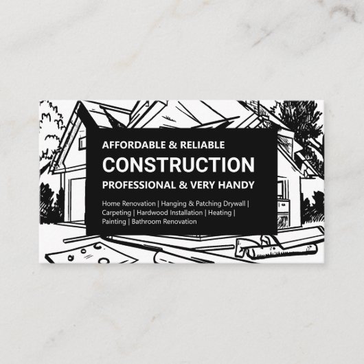 Zwart-wit woningbouw visitekaartje (Voorkant)