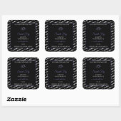 Zwart-wit woord art product label blauwe harten (Vel)