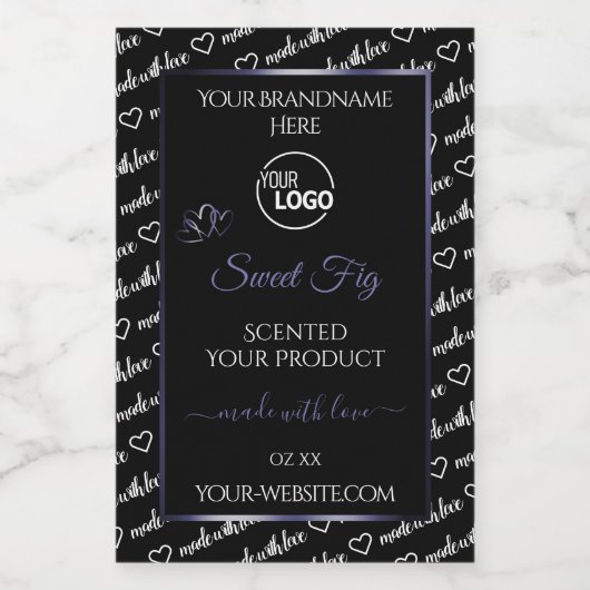 Zwart-wit Word Art Blue Product Labels Logo Voedselcontainer Etiket (Enkel label)