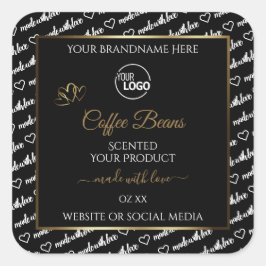 Zwart-wit Word Art Gold Product Labels Logo