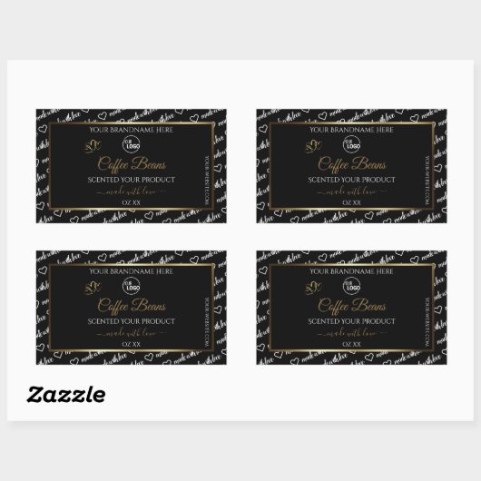 Zwart-wit Word Art Gold Product Labels Logo (Vel)