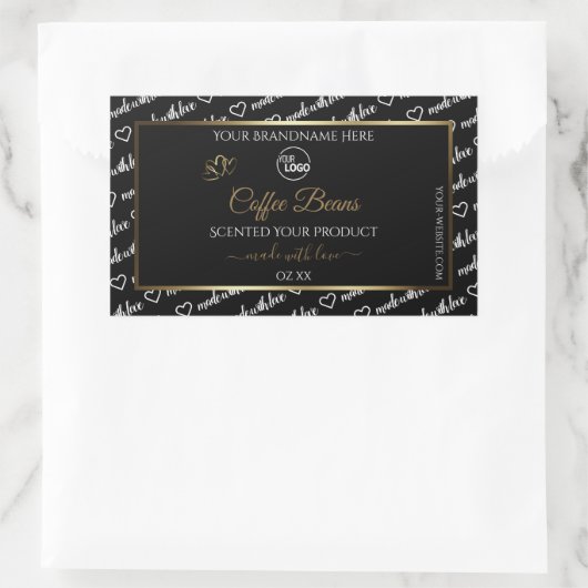 Zwart-wit Word Art Gold Product Labels Logo (Tas)