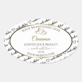 Zwart-wit Word Art Productlabel Gold Heart Ovale Sticker (Voorkant)