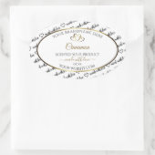 Zwart-wit Word Art Productlabel Gold Heart Ovale Sticker (Tas)