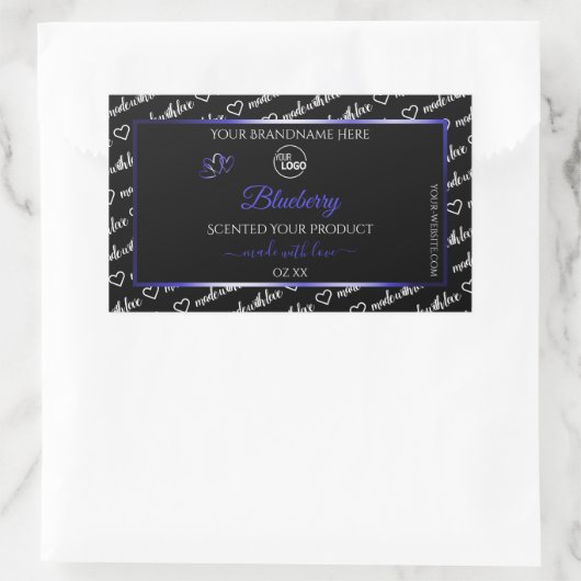 Zwart-wit Word Cloud Blue Product Label Logo (Tas)