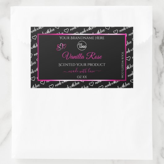 Zwart-wit Word Cloud Pink Product Label Logo (Tas)