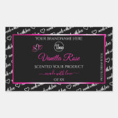 Zwart-wit Word Cloud Pink Product Label Logo (Voorkant)