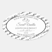 Zwart wit Word Cloud Product Label Silver Heart (Voorkant)