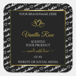 Zwart wit Word Cloud Product Labels Gold Hearts