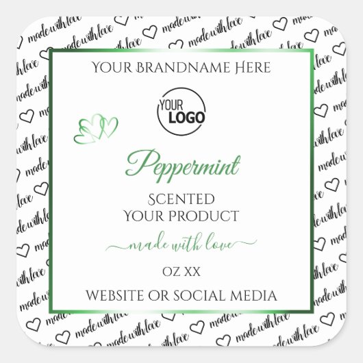 Zwart wit Word Cloud Product Labels Groen Logo (Voorkant)