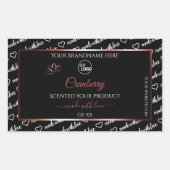 Zwart-wit Word Cloud Red-productlabels Logo Rechthoekige Sticker (Voorkant)