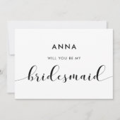 Zwart-wit word je mijn bruidsmeisje kaart (Voorkant)