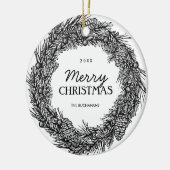  zwart-wit Wreatinfoto-ornament Keramisch Ornament (Links)