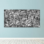 ZWART-WIT X - Actie schilderen -Abstract- Canvas Afdruk (Insitu (Houten vloer))