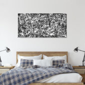 ZWART-WIT X - Actie schilderen -Abstract- Canvas Afdruk (Insitu (Slaapkamer))