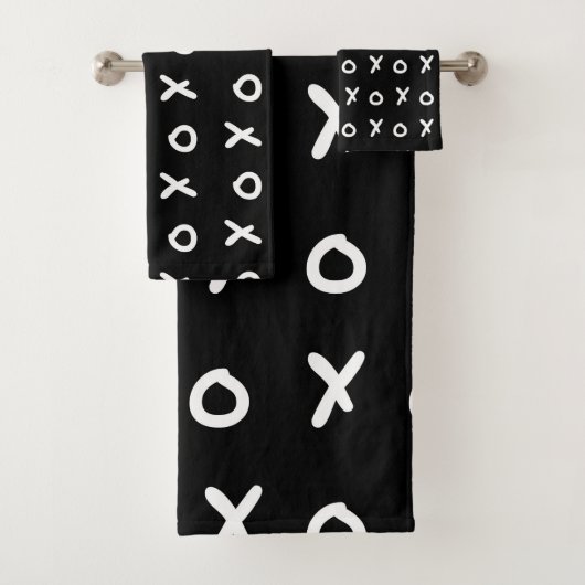 Zwart-wit X O XO X&O's Trendy Cute Bad Handdoek (Insitu)