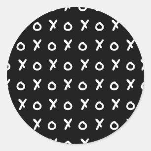 Zwart-wit X O XO X&O's Trendy Cute Ronde Sticker