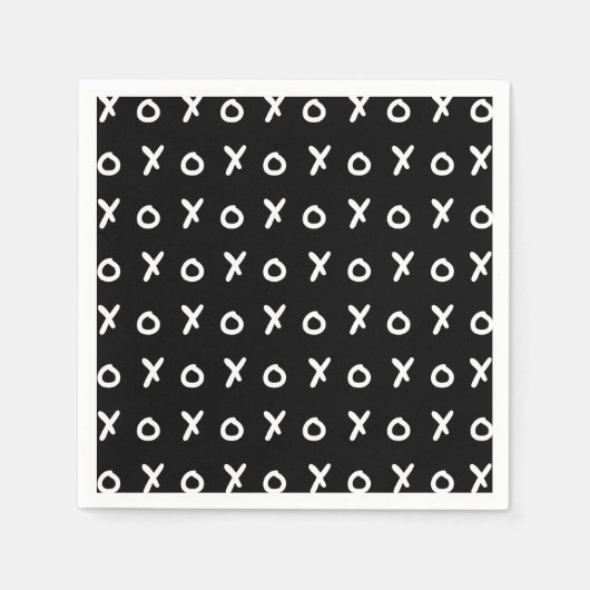 Zwart-wit X O XO XO's Trendy Cute Servet (Voorkant)