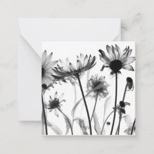 Zwart & wit X-Ray Bloemen Notitiekaartje