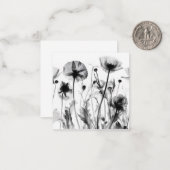 Zwart & Wit X-Ray Wildbloemen Notitiekaartje (Voorkant / Achterkant in situ)