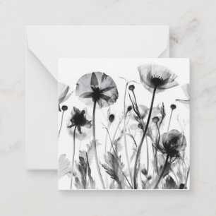 Zwart & Wit X-Ray Wildbloemen Notitiekaartje