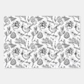 Zwart & Wit XL Kardinaal Vogel, Pine, Winter Berry Inpakpapier Vel (Voorkant 3)